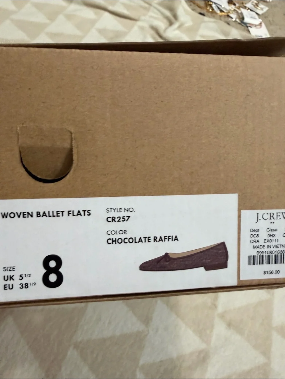 J crew chocolate raffia Woven ballet flats
